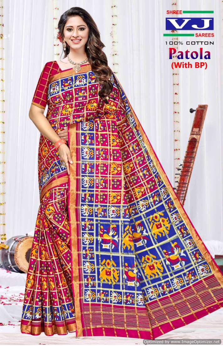 Shree Vj Patola Printed Cotton Daily Wear Sarees Wholesale Suppliers In Mumbai
